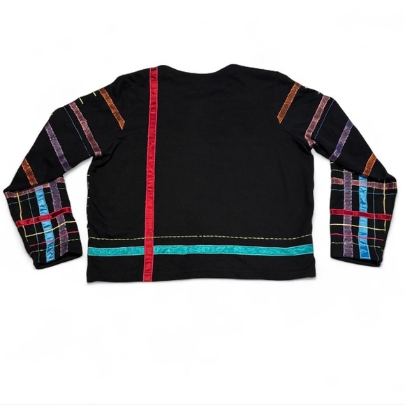 Michael Simon Lite Cotton Jacket L Colorful Plaid Patchwork Embroidered Art - Picture 3 of 4